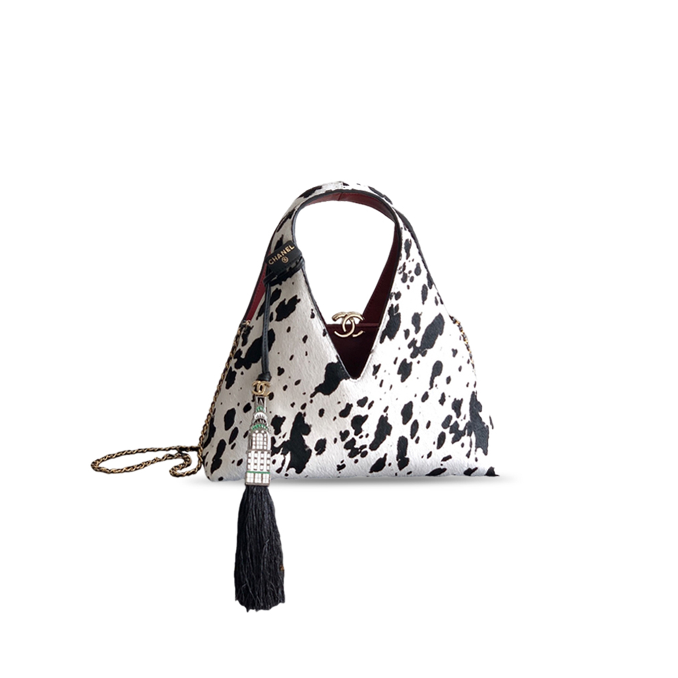 CHANEL 26A BLACK AND WHITE POLKA DOT HANDBAG (32*32*11cm) 